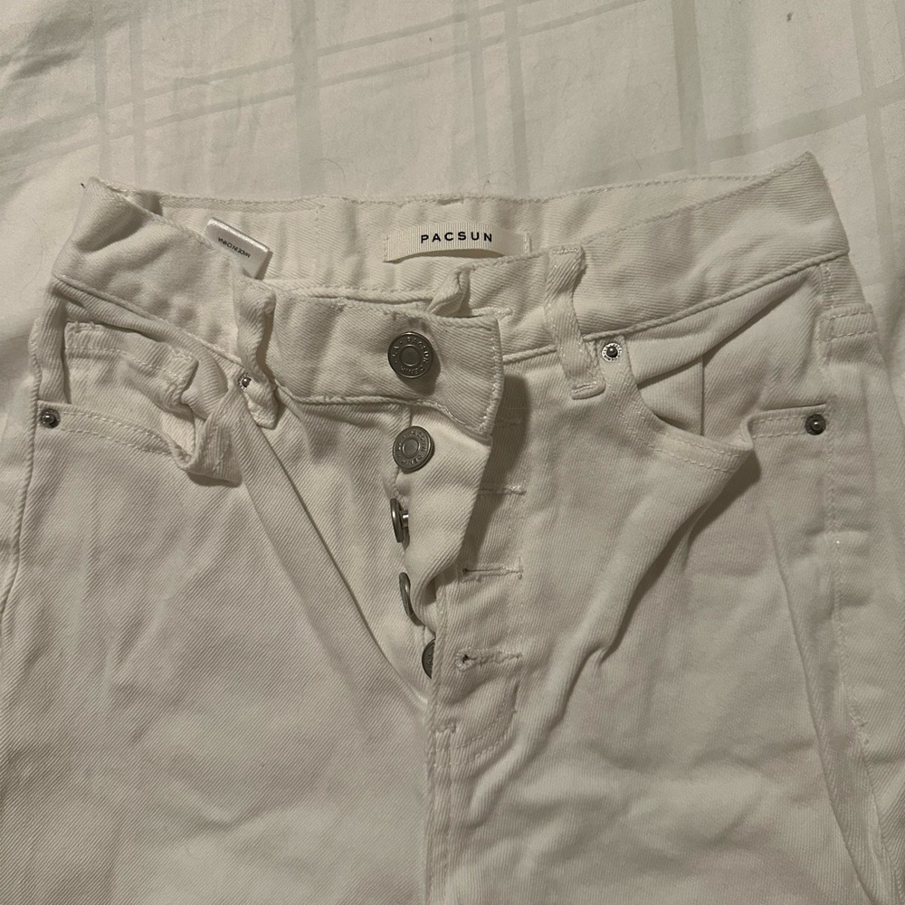 (2/$20) PacSun White Denim flair high rise Jeans